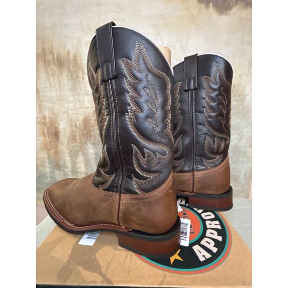 Laredo Montana 7800 Men\'s Western Cowboy Boot Sand Chocolate Leather 9.5 EW Wide